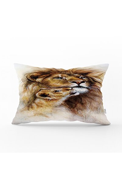 Realhomes Husă de pernă decorativă dreptunghiulară cu imprimare digitală Lion...