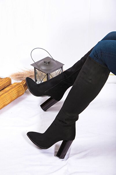 Osso Kadın Siyah Süet Düz Çizme 202127303