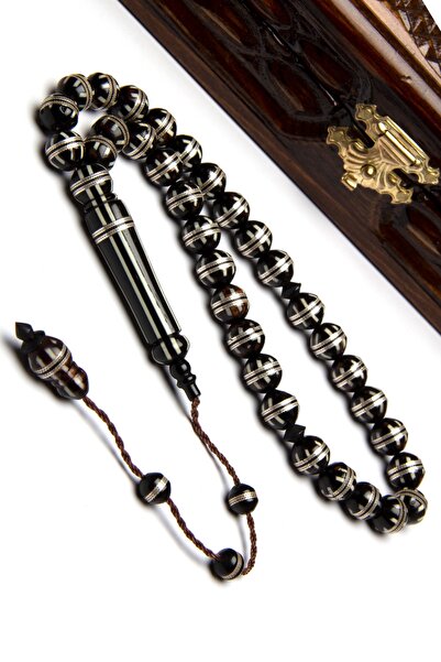 OTTOTESBİH Ανδρικό ασημένιο ροζάριο με φούντα 8 χιλιοστών