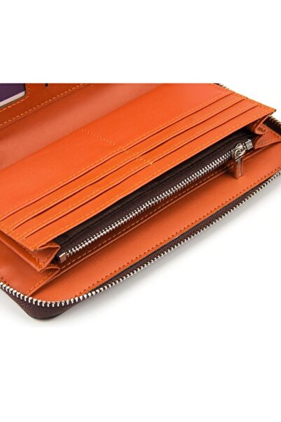 baellerry Men's Black Leather Zippered Patent Leather Long Wallet