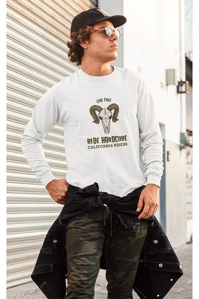 Raf Coll Φούτερ Unisex White Crew Neck με ψηφιακή εκτύπωση