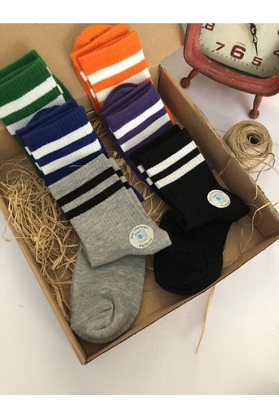 çorapdunyam Unisex Σειρά 6 Mixed Color Striped Trend College Κάλτσες Oz32