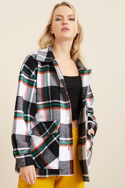 Hanna's by Hanna Darsa Women's Red-green Striped Colorful Plaid Lumberjack Shirt