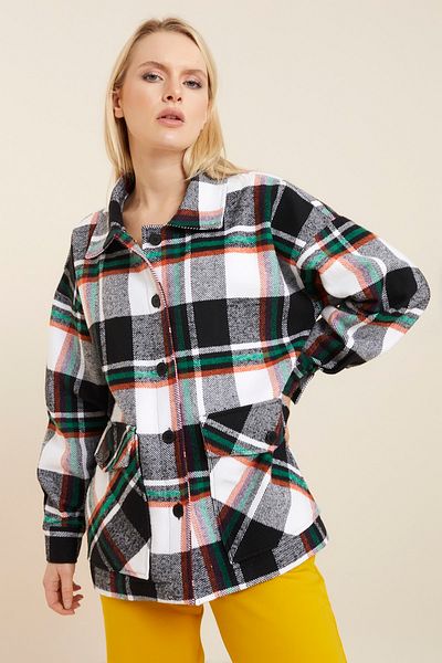 Hanna's by Hanna Darsa Women's Red-green Striped Colorful Plaid Lumberjack Shirt