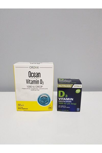 Ocean Vitamin D3 1000 Iu Drops+Nutraxin D3 Vitamin 100Iu 120 Tablets Şifadepocum