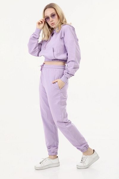 İkmal Γυναικείο Σετ με κουκούλα Lilac Crop Model