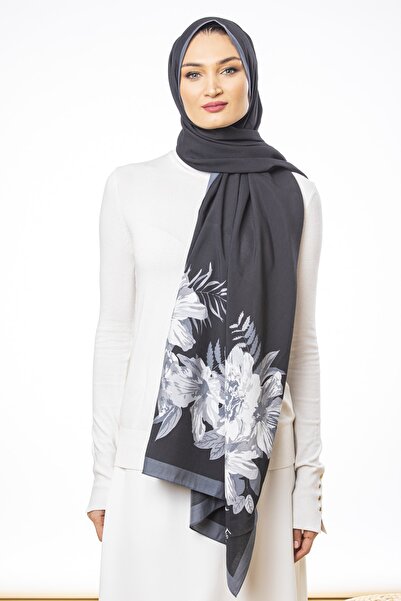 19V69 ITALIA Gray Black Modal Shawl Modal Series 75x200 Cm With Scarf Hanger And Gift Set