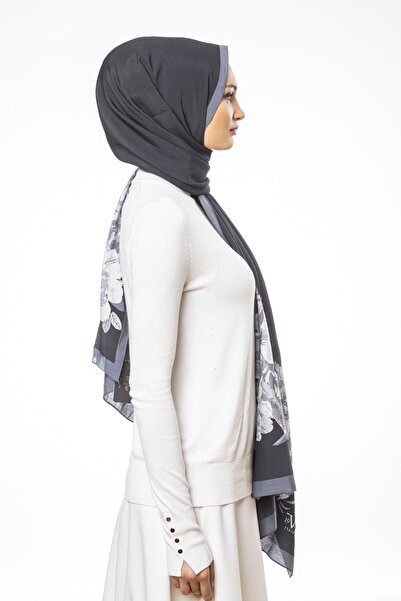 19V69 ITALIA Gray Black Modal Shawl Modal Series 75x200 Cm With Scarf Hanger And Gift Set