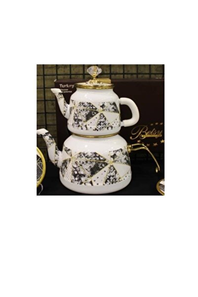 BEYLER Prizma Desenli Vintage Emaye Çaydanlık Takımı