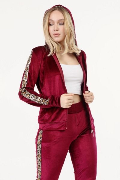 İkmal Leopard Claret Red Kadaife Suit