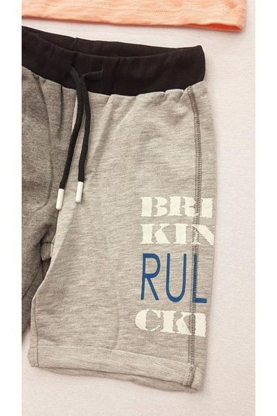 Çikoby Set băieți cu tricou imprimat și pantaloni scurți în două culori