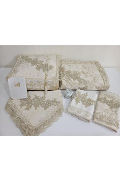 Lamazihome 8 Parça Cappucino Hurçlu Seccade Seti Seccade Takımı Çeyizlik