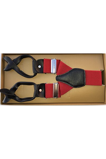 KemerSepeti Erkek Kırmızı Düğmeli Pantolon Askısı