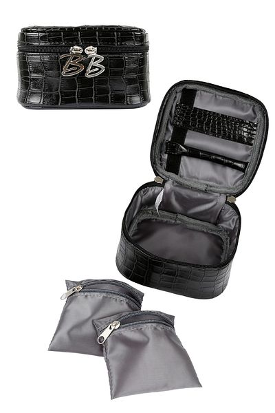 Bakras Black Crocodile Patterned Jewelry Bag and Jewelry Box Organizer