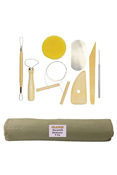 GLANCE Beyaz Seramik Hamuru 6 Kg 8'li Seramik Şekillendirme Seti