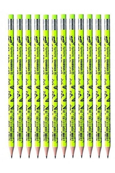 Stabilo Butterfly - Pencil Neon Yellow Box of 12 with Eraser