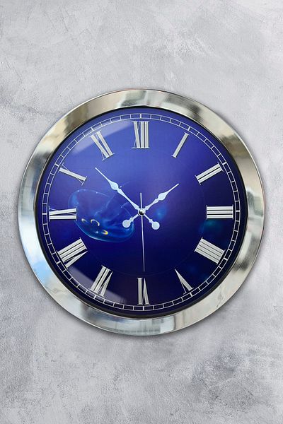Kasva Concept 36 cm Chrome Metal Infinite Blue Wall Clock