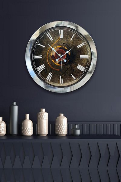 Kasva Concept Gift 36 cm Chrome Metal Kitchen Wall Clock
