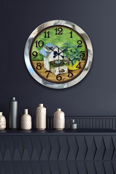 Kasva Concept Gift 36 cm Chrome Metal Innocent Wall Clock