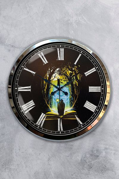 Kasva Concept 40 Cm Carte Metal Cromată - Ceas de Perete Uman