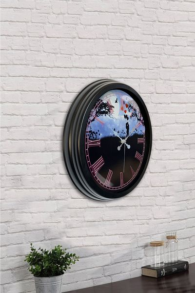 Kasva Concept Gift 40 cm Black Metal Dear Wall Clock