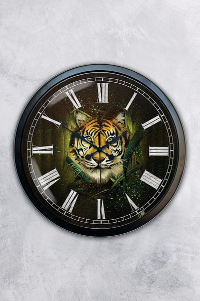 Kasva Concept Ρολόι τοίχου 40 εκ. Μαύρο Μεταλλικό Animal Kingdom