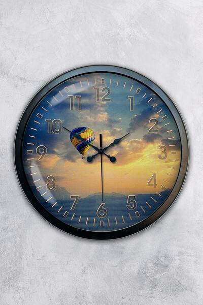 Platin Saat هدية ساعة حائط بالون معدني أسود مقاس 40 سم