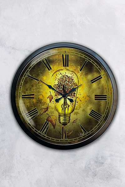 Kasva Concept Gift 40 cm Black Metal Bulb Wall Clock