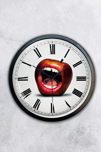 Platin Saat هدية ساعة حائط بفم معدني أسود مقاس 40 سم