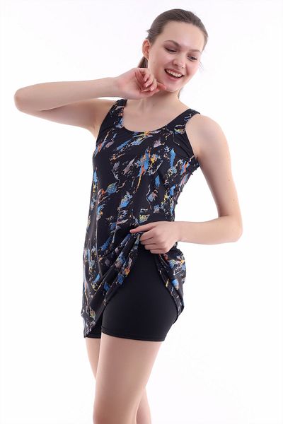 MOON SAND Women's Black Shorts Dress Swimsuit