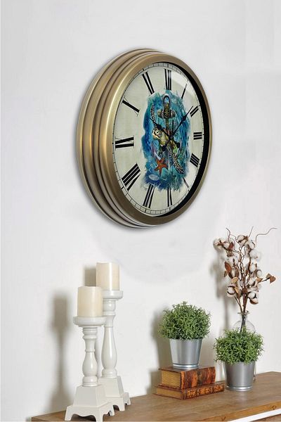 Kasva Concept Gift 40 cm Antique Metal Sea Wall Clock