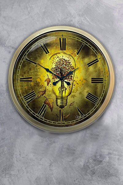 Kasva Concept ساعة حائط هدية لمبة معدنية عتيقة مقاس 40 سم