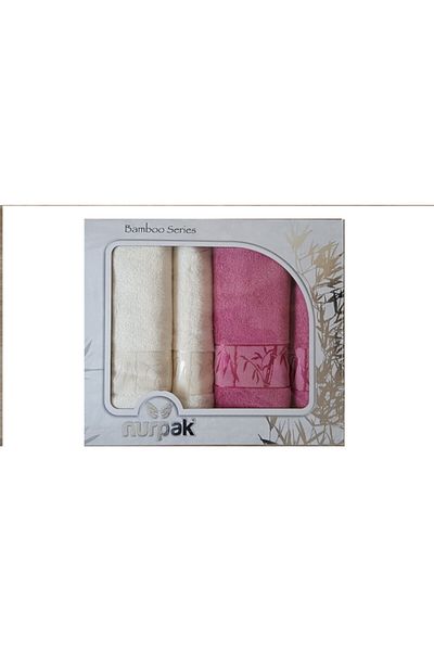 Nurpak Σετ πετσετών μπάνιου Bamboo 4 τεμαχίων Cream Plum