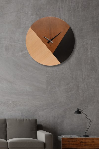 Muyika Design Muyika Geogra 3 Renk Parçalı Mdf 6mm Duvar Saati 41x41cm Ads-41