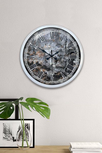 Kasva Concept Cadou 40 Cm Ceas de Perete Metal Alb Pământ