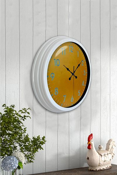 Kasva Concept Gift 40 cm White Metal Yellow Wall Clock