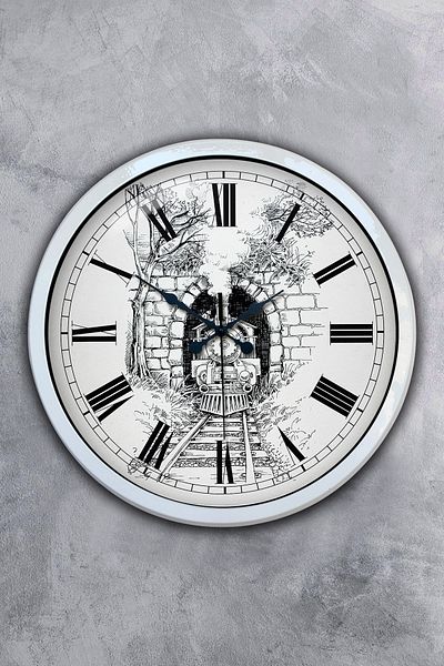 Kasva Concept Gift 40 cm White Metal Train Wall Clock