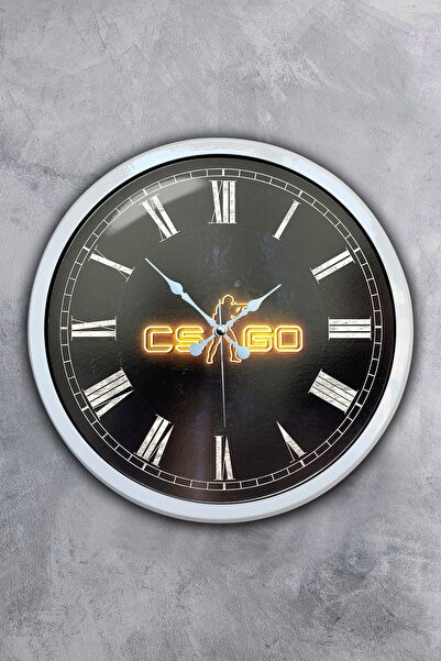Kasva Concept هدية ساعة حائط Csgo معدنية بيضاء مقاس 40 سم