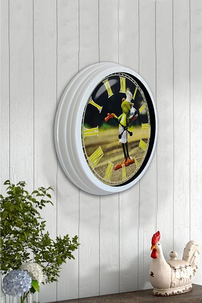 Kasva Concept Gift 40 cm White Metal Mr. Chef Kitchen Wall Clock