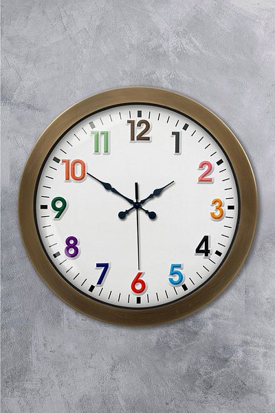 Kasva Concept Antique Metal Colorful Number Wall Clock 36 cm