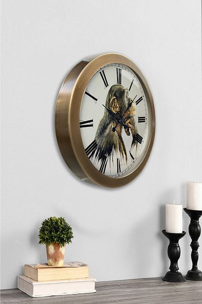 Kasva Concept Cadou 36 Cm Ceas de Perete Maimuță Metal Antic