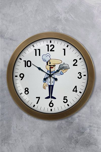 Kasva Concept Gift 36 cm Antique Metal Cook Wall Clock