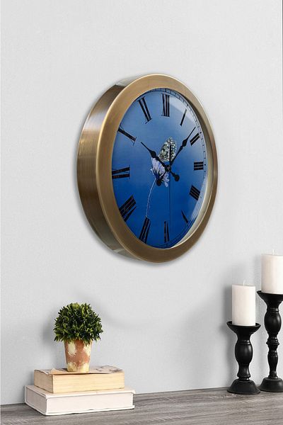 Kasva Concept Gift 36 cm Antique Metal Blue Wall Clock
