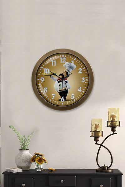 Kasva Concept Gift 36 cm Antique Metal Cook Kitchen Wall Clock