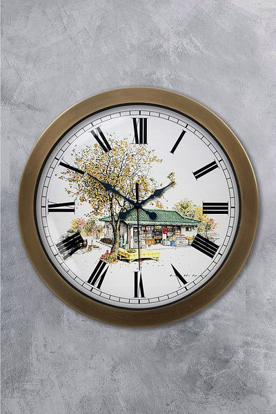 Kasva Concept Gift 36 cm Antique Metal Vintage Home Wall Clock