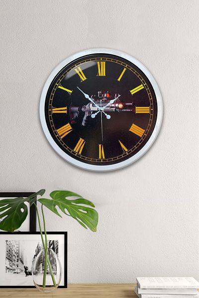 Kasva Concept 40 cm White Metal Gun Wall Clock