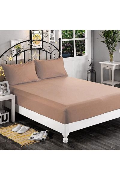 Aslans طقم ملاءات سرير مزدوج بني