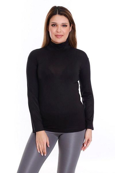DISENTIS MODEST Viscose Black Body - Plus Size, Full Turtleneck, Throat