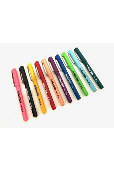 artline 200 0.4mm Fineliner 10 Pieces Set Rolled Pen Holder