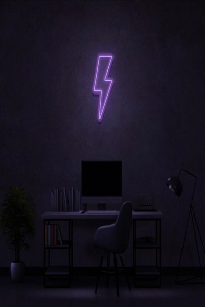 Extremmotif Neon Tabela Şimşek Dekorasyon Led Işık